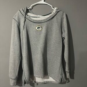 Green Bay Packers Grey Hoodie Scoop Round Neck NFL